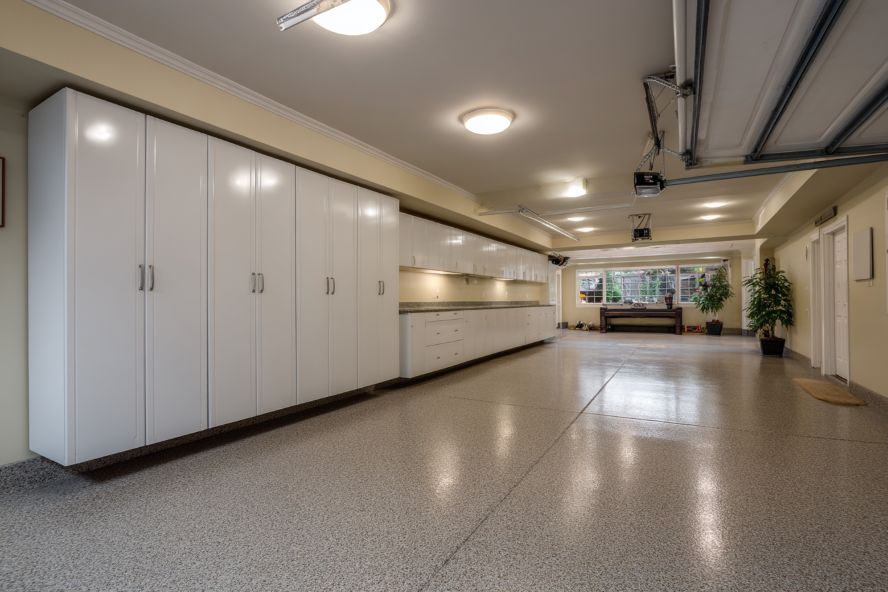 Garage cabinets in new home construction